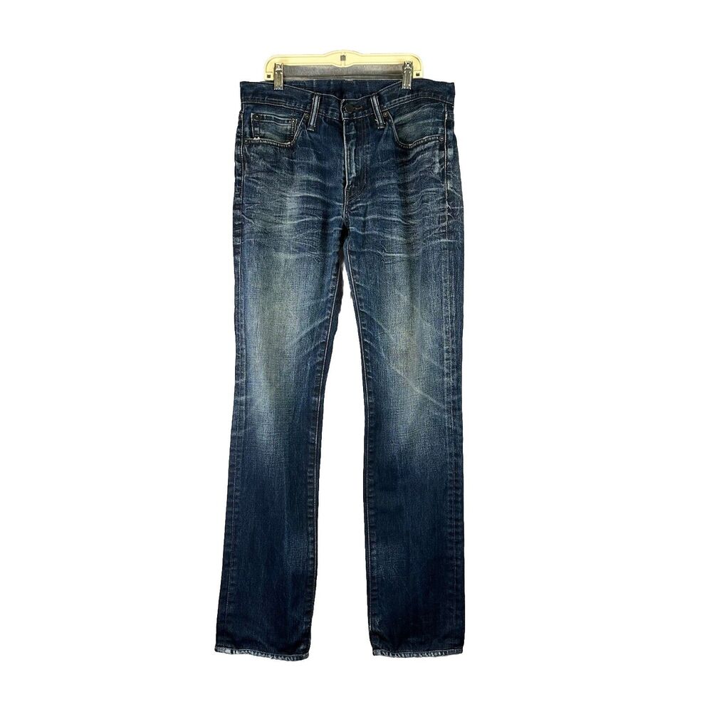 Levi’s Slim Fit Tapered Men'a‎ Size 32 HEMMED Jeans Dark Denim Stretch S40196